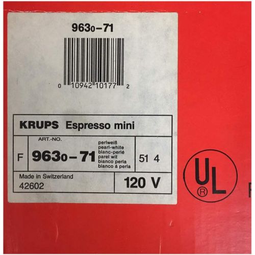  KRUPS Krups Espresso Mini 963 White Electric Cappuccino Espresso Coffee Maker Machine 800 Watts