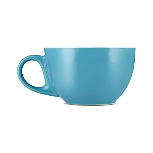  [아마존베스트]Espresso Parts Premium 12oz Latte Cups with Saucers I Set of 2 Cappuccino Mugs I Porcelain Superior To Ceramic Or Stoneware I Cappuccino Cups Set I Blue Latte Mugs For Latte Art