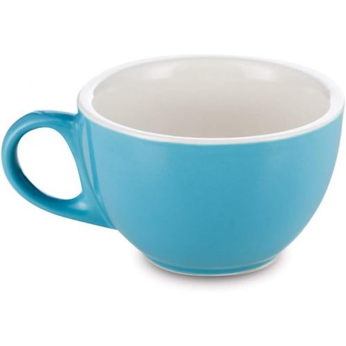  [아마존베스트]Espresso Parts Premium 12oz Latte Cups with Saucers I Set of 2 Cappuccino Mugs I Porcelain Superior To Ceramic Or Stoneware I Cappuccino Cups Set I Blue Latte Mugs For Latte Art