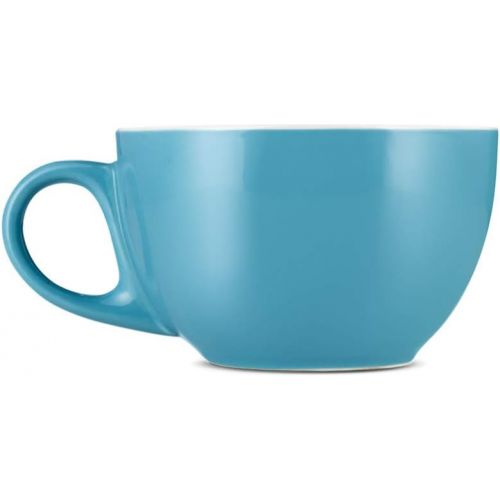 [아마존베스트]Espresso Parts Premium 12oz Latte Cups with Saucers I Set of 2 Cappuccino Mugs I Porcelain Superior To Ceramic Or Stoneware I Cappuccino Cups Set I Blue Latte Mugs For Latte Art