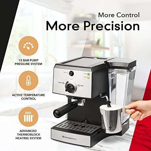  EspressoWorks Espresso Machine & Cappuccino Maker with Milk Steamer- 15 Bar Pump, 7 Pc All-In-One Barista Bundle Set w/ Built-in Frother (Inc: Coffee Bean Grinder, Milk Frothing Cup, Tamper & 2