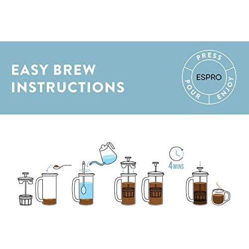  [아마존베스트]ESPRO French Press P7, coffee stamp jug with thermal function, coffee maker, coffee maker, 950ml, brushed stainless steel