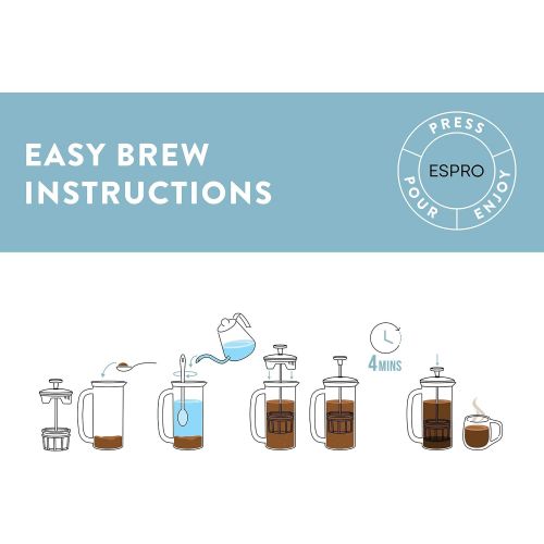  [아마존베스트]ESPRO French Press P7, coffee stamp jug with thermal function, coffee maker, coffee maker, 950ml, brushed stainless steel