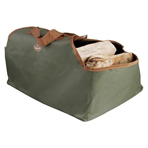  Esschert Design Tragetasche Kaminholz Tragtasche, gruen, 59 x 39,5 x 38,5 cm