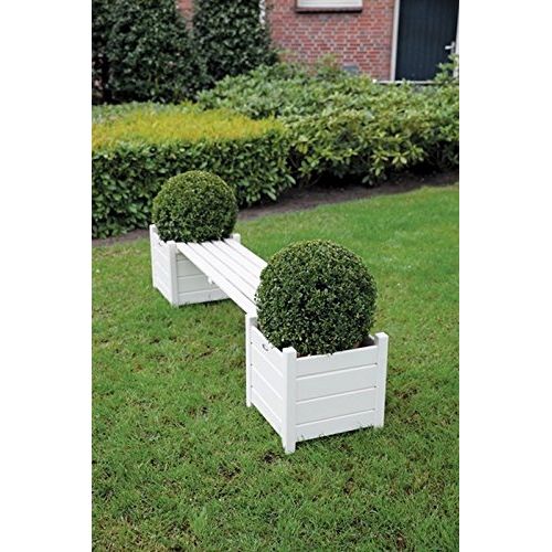  Esschert Design Planters with Bridge Bench, White