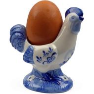 Egg Cup Holder: Standing Delft Blue Chicken (3.5