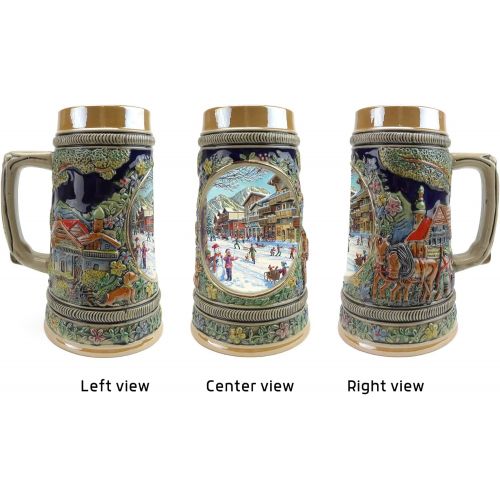  [아마존베스트]Essence of Europe Gifts E.H.G Beer Stein “Winter In Germany” Beer Mug by E.H.G (#1 in Collection of Four Steins) | .50 Liter