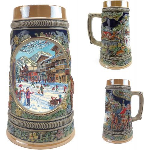  [아마존베스트]Essence of Europe Gifts E.H.G Beer Stein “Winter In Germany” Beer Mug by E.H.G (#1 in Collection of Four Steins) | .50 Liter