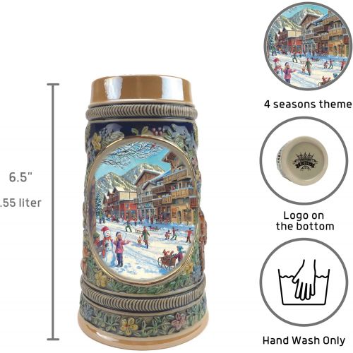  [아마존베스트]Essence of Europe Gifts E.H.G Beer Stein “Winter In Germany” Beer Mug by E.H.G (#1 in Collection of Four Steins) | .50 Liter