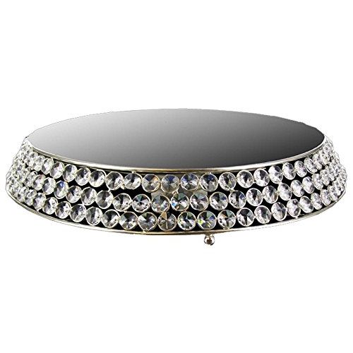  Essential Decor Entrada Collection Round Clear Crystal Cake Stand, 4.5 by 14.5 by 2-Inch, Silver