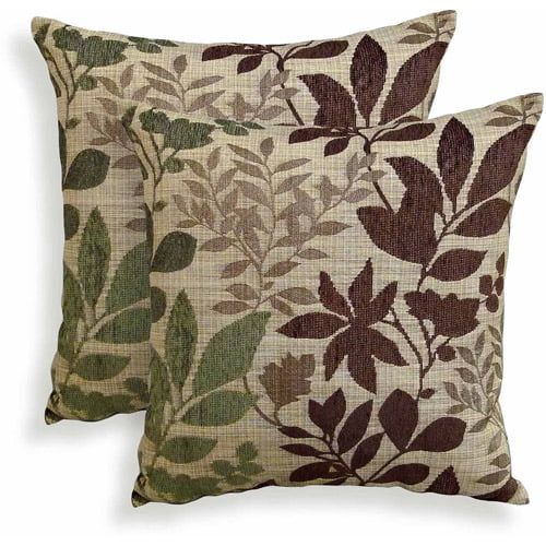  Essentials by ABS Bristol Chenille Jacquard Leaf Decorative Toss Pillow, Set of 2