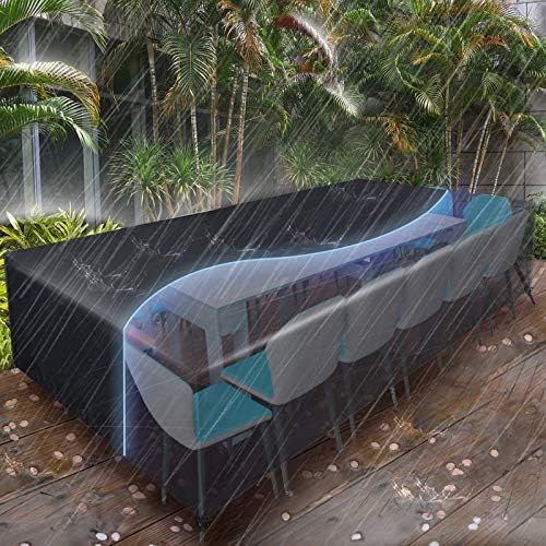  Essort garden furniture cover, tarpaulin protective cover, rain protection for garden furniture, garden tables, rectangular seating set, patio furniture, furniture sets, waterproof