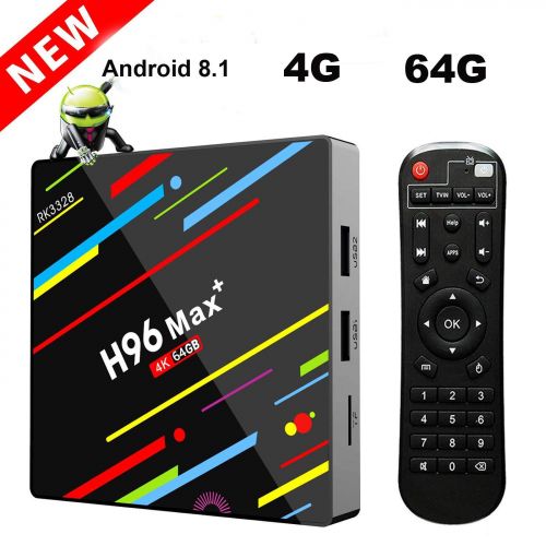  Newest 4G 64GB Android 8.1 TV Box EstgoSZ H96 Max+ RK3328 Smart 4K TV Box Support H265 VP9 Video Decoding 2.4G 5G Wifi100M LANBluetoothKD18.0 USB3.0 Set Top Box