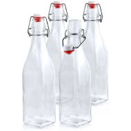 Estilo Swing Top Easy Cap Glass Beer Bottles, Square, 16 oz, Set of 4