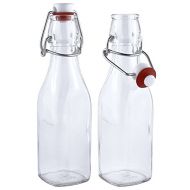 Estilo Swing Top Easy Cap Clear Glass Bottles, Square, 8.5 oz, Set of 6