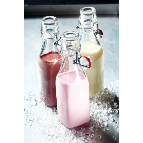  Estilo Swing Top Easy Cap Clear Glass Bottles, Square, 8.5 oz, Set of 6