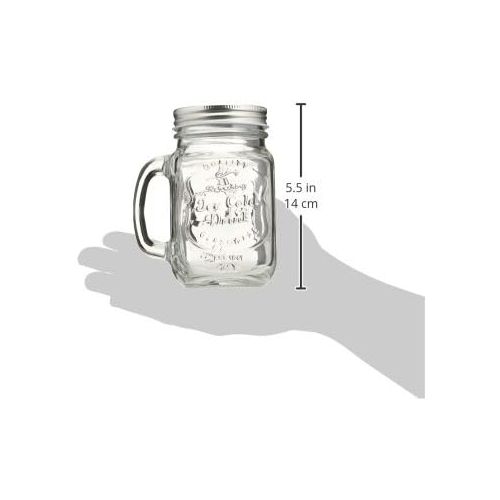  [아마존베스트]Estilo Mason Jar Mugs with Handles Old Fashioned Drinking Glass Set 6, 16 oz Each