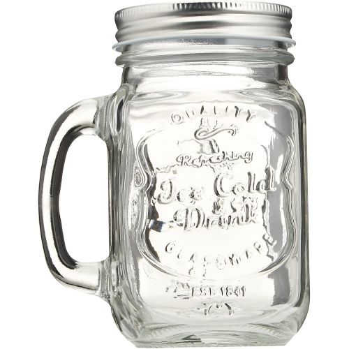  [아마존베스트]Estilo Mason Jar Mugs with Handles Old Fashioned Drinking Glass Set 6, 16 oz Each