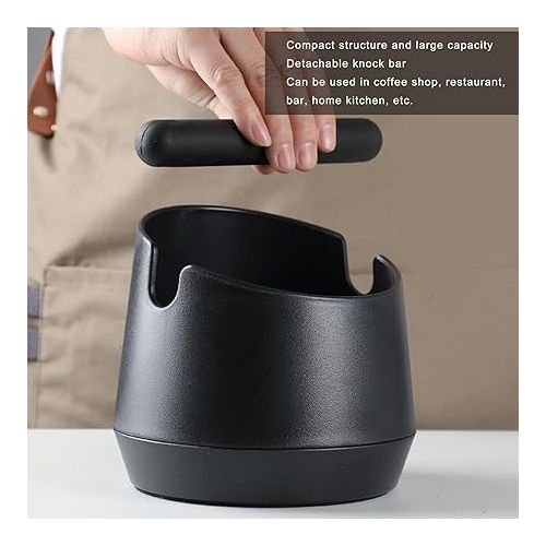  Espresso Knock Box, Silicone Coffee Knock Box with Removable Knock Bar and Nonslip Base Espresso Dump Bin Coffee Grounds Knock Box Espresso Tools for Barista Bar Shop Worktop