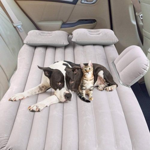  Estink Car Mattress, Universal Car Inflatable Mattress Flocking Air Bed Back Seat Extended Air Couch with Electric Air Pump and Two Air Pillows for Rest Sleep Travel Camping(Grey)