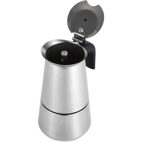  [아마존베스트]Estink Espresso Maker Stainless Steel Espresso Maker Coffee Maker 4 Different Sizes Suitable for Induction Hobs, 200ml, Silver