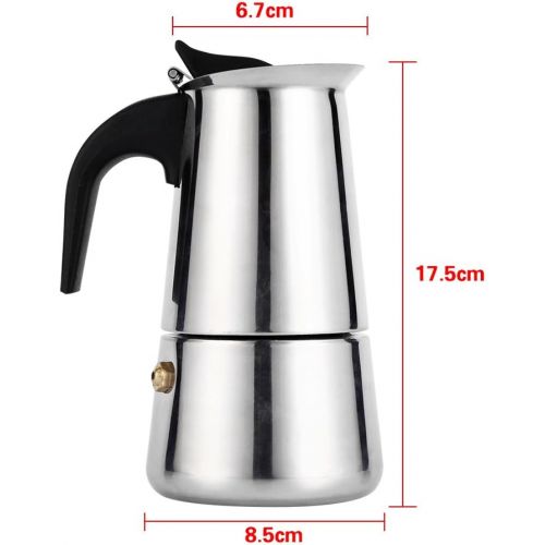  [아마존베스트]Estink Espresso Maker Stainless Steel Espresso Maker Coffee Maker 4 Different Sizes Suitable for Induction Hobs, 200ml, Silver