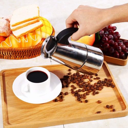  [아마존베스트]Estink Espresso Maker Stainless Steel Espresso Maker Coffee Maker 4 Different Sizes Suitable for Induction Hobs, 200ml, Silver