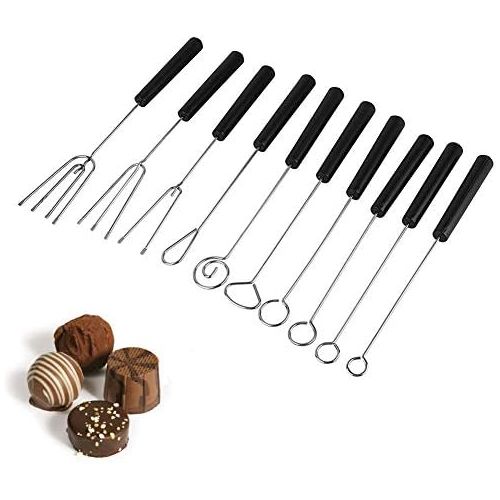  [아마존베스트]Estink Chocolate Fork DIY Baking Stainless Steel Chocolate Dipping Fork Set Pralines Fruit Candy Cake Fondue, 10 Pieces