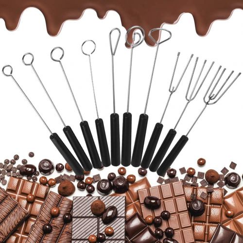  [아마존베스트]Estink Chocolate Fork DIY Baking Stainless Steel Chocolate Dipping Fork Set Pralines Fruit Candy Cake Fondue, 10 Pieces