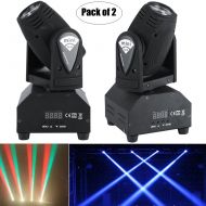 Estink Moving Head Stage Light,50W Rotating Stage Effect Lamp RGBW 4 in 1 Beam LED Stage lighting DMX 512 DJ Disco Party Light (Pack of 2)