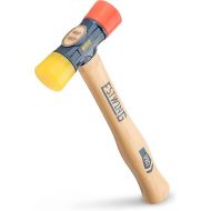 Estwing - DFH-12 Rubber Mallet - 12 oz Double-Face Hammer with Soft/Hard Tips & Hickory Wood Handle - DFH12,Black Red & Yellow