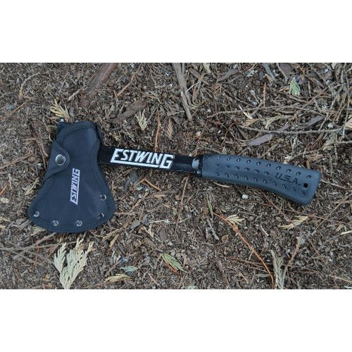  Estwing Campers Axe - 14 Hatchet with Forged Steel Construction & Shock Reduction Grip - EB-25A