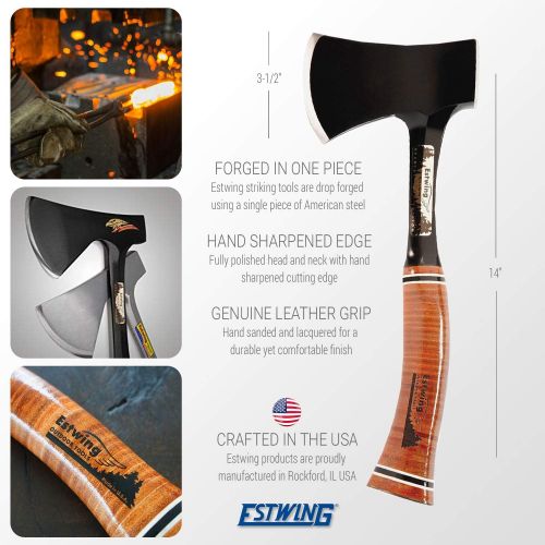  [아마존베스트]Estwing Special Edition Sportsmans Axe - 14 Camping Hatchet with Forged Steel Construction & Genuine Leather Grip - E24ASEA