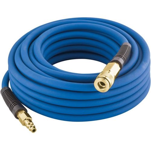  Estwing E1450PVCR 1/4 x 50 PVC / Rubber Hybrid Air Hose with Fittings Lightweight Kink-Resistant Compressed Air Hose with Solid Brass Couplings, Blue and Yellow