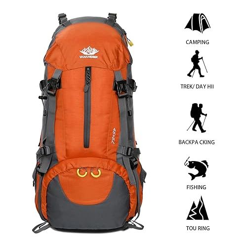  50L Hiking Backpack Men Camping Backpack with rain cover 45l+5l Lightweight Backpacking Backpack Travel Backpack