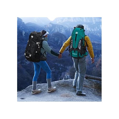  60L Hiking Backpack Men Camping Backpack with rain cover Lightweight Backpacking Backpack Travel Backpack (Lake Blue)