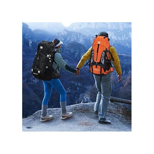  60L Hiking Backpack Men Camping Backpack with rain cover Lightweight Backpacking Backpack Travel Backpack (Black)