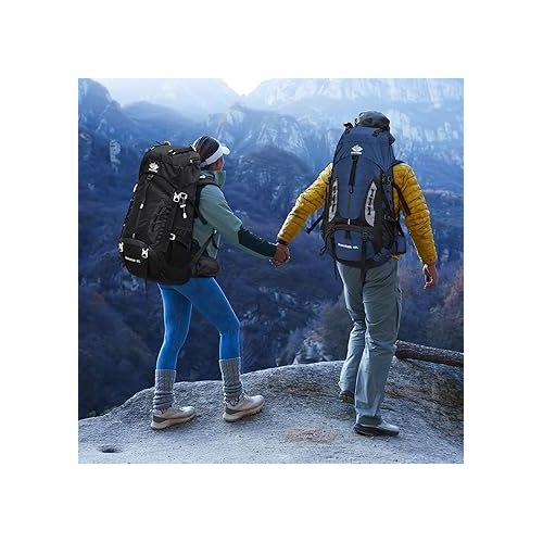  60L Hiking Backpack Men Camping Backpack with rain cover Lightweight Backpacking Backpack Travel Backpack (Dark Blue)