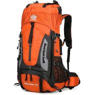 60L Hiking Backpack Men Camping Backpack with rain cover Lightweight Backpacking Backpack Travel Backpack (Orange)