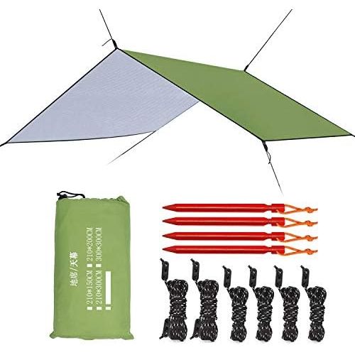  Esup 10 x 10(13) ft Hammock Rain Fly Lightweight Windproof Tent Tarp, 210T Ripstop Nylon Material, Camping, Hiking Essential Gear