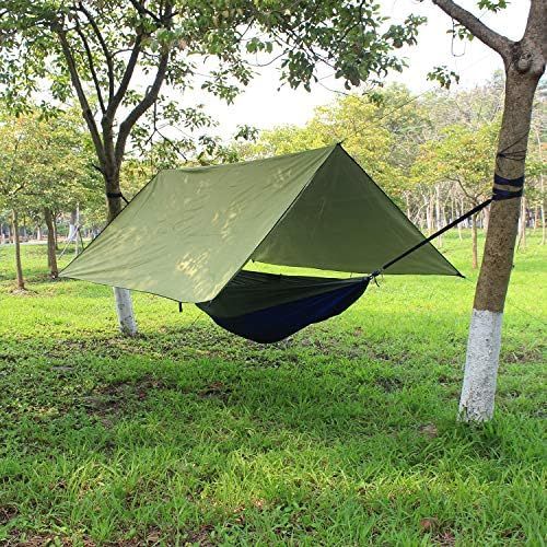  Esup 10 x 10(13) ft Hammock Rain Fly Lightweight Windproof Tent Tarp, 210T Ripstop Nylon Material, Camping, Hiking Essential Gear