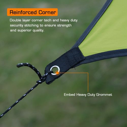  Esup 10 x 10(13) ft Hammock Rain Fly Lightweight Windproof Tent Tarp, 210T Ripstop Nylon Material, Camping, Hiking Essential Gear