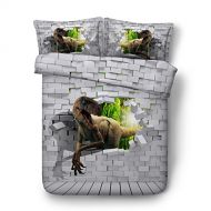 EsyDream Jurassic Period 3D Oil Dinosaur Mens Bedding Quilt Cover Twin King Queen Size Jurassic World Dinosaur Boys Bedding Duvet Bedlinen 3pc/Set No Quilt(Queen,Color 12)