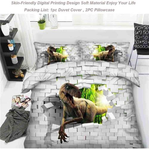  EsyDream Jurassic Period 3D Oil Dinosaur Mens Bedding Quilt Cover Twin King Queen Size Jurassic World Dinosaur Boys Bedding Duvet Bedlinen 3pc/Set No Quilt(Queen,Color 12)