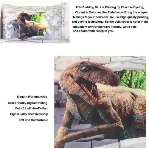  EsyDream Jurassic Period 3D Oil Dinosaur Mens Bedding Quilt Cover Twin King Queen Size Jurassic World Dinosaur Boys Bedding Duvet Bedlinen 3pc/Set No Quilt(Queen,Color 12)