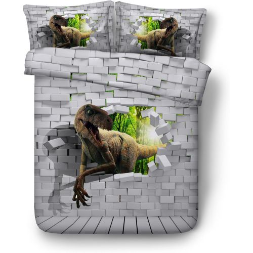  EsyDream Jurassic Period 3D Oil Dinosaur Mens Bedding Quilt Cover Twin King Queen Size Jurassic World Dinosaur Boys Bedding Duvet Bedlinen 3pc/Set No Quilt(Queen,Color 12)
