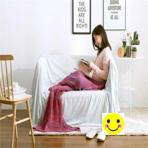  EsyDream Mermaid Tail Blanket AdultTeen Tails, All Seasons Knitted Seatail Blanket, Sleeping Bag Snuggle Blanket,Datura Color Size 75x 31(190x80cm)