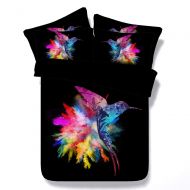 EsyDream 3D Colorful Butterfly With Black Color Printed Bedding Bedclothes King Queen Twin Size Decoration Bedding Set 3pcs Buttefly Girls Duvet Cover No Quilt(Super King,Color 18)