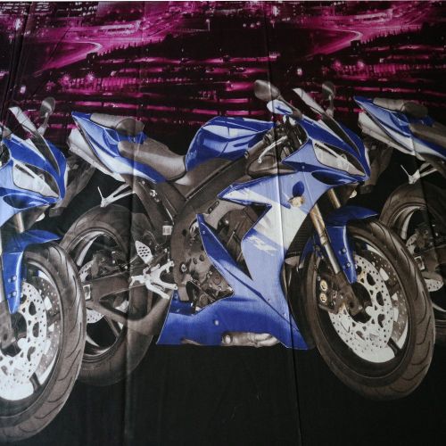  EsyDream Fashion 3D Oil Motorcycle Print Boys Duvet Cover 4PC No Quilt 100% Polyester Queen Size Locomotive Mans Bed Sheet