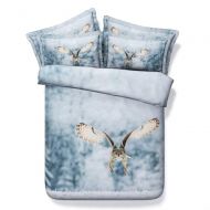 EsyDream 3D Oil Flying Owl Print Boys Bedding Sheet 3PC No Comforter Twin Queen King Size 3D Oil Flying Owl Mens Duvet Cover Sets(King,Color 23)